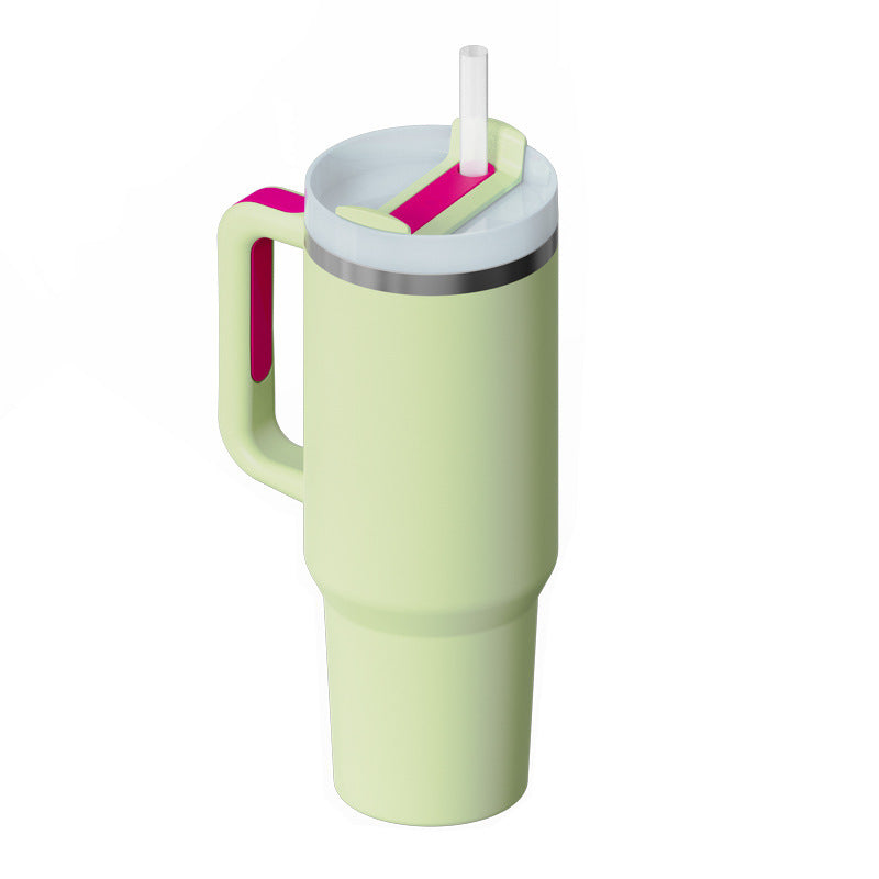 40 Oz Stainless Steel Tumbler With Handle Straw