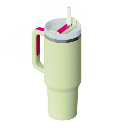 40 Oz Stainless Steel Tumbler With Handle Straw