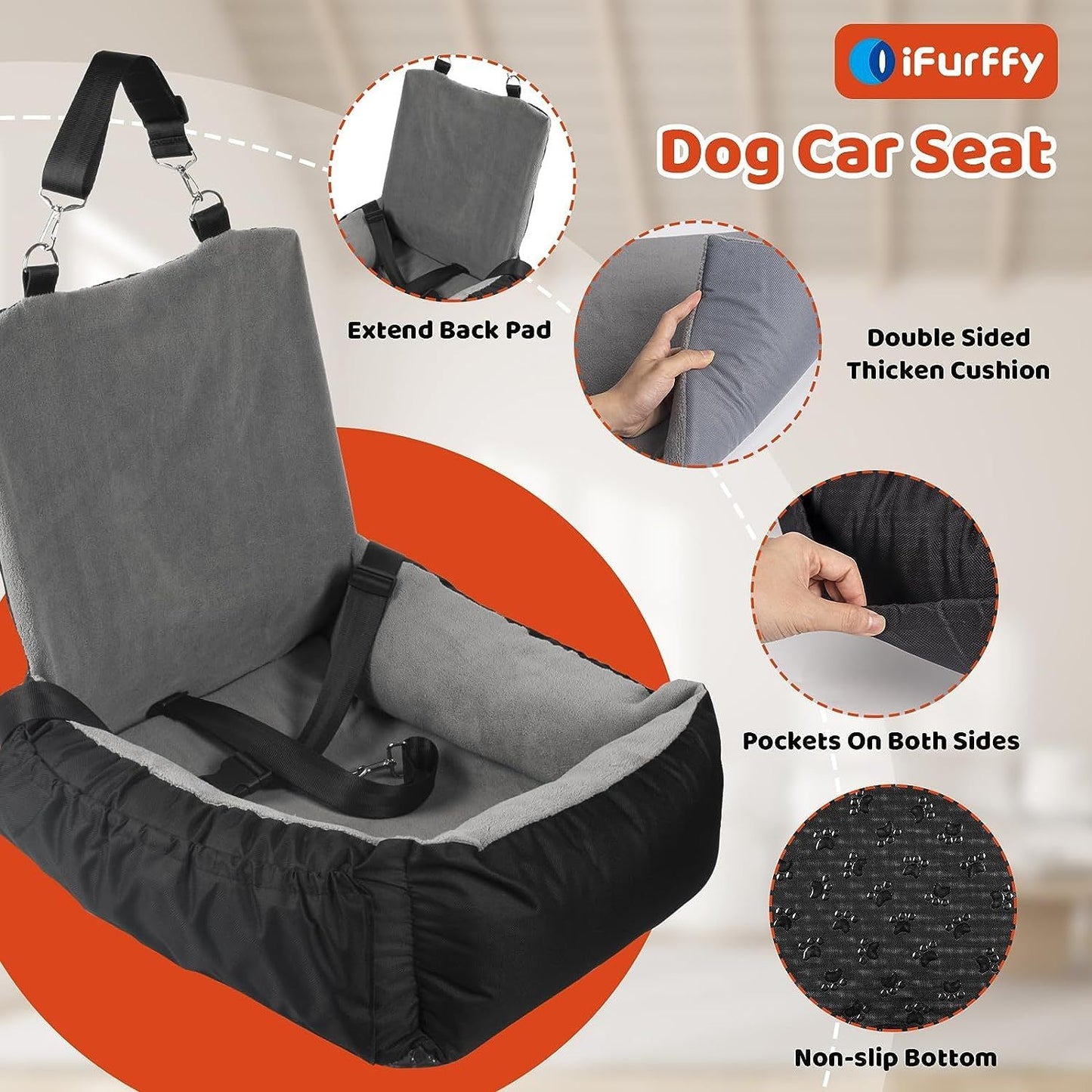 Pet Car Seat With Storage Pockets (For Small or Medium Pets)