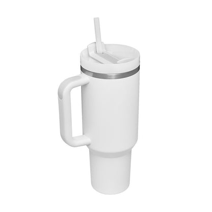 40 Oz Stainless Steel Tumbler With Handle Straw
