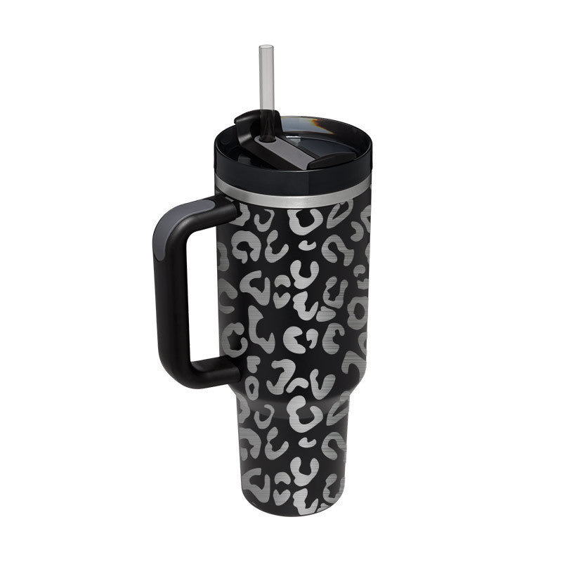 40 Oz Stainless Steel Tumbler With Handle Straw