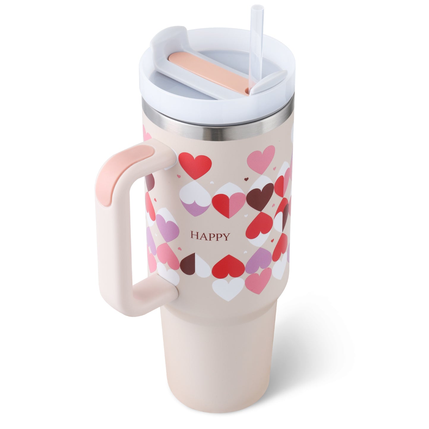 40 Oz Stainless Steel Tumbler With Handle Straw