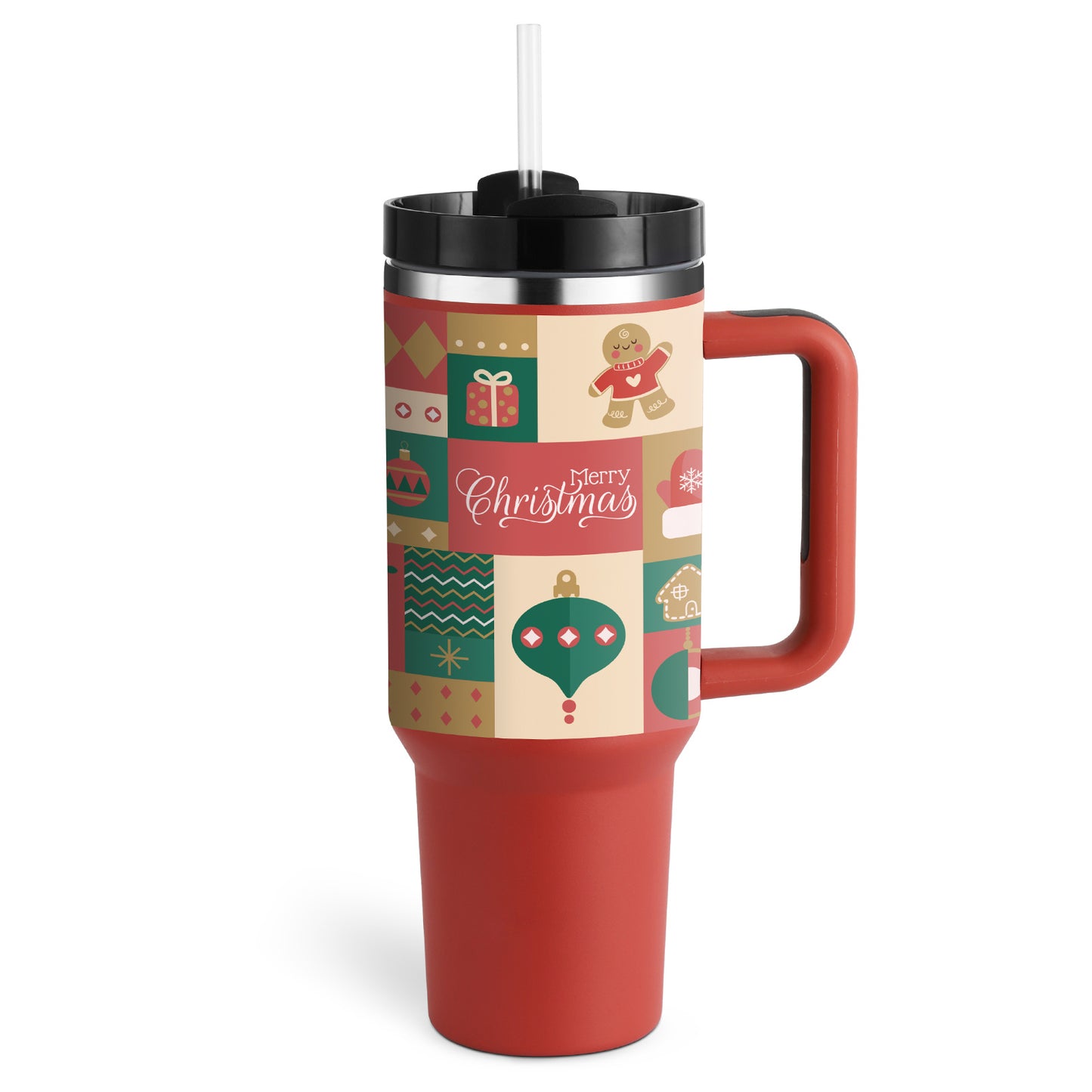 40 Oz Stainless Steel Tumbler With Handle Straw