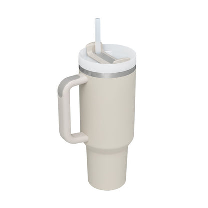 40 Oz Stainless Steel Tumbler With Handle Straw