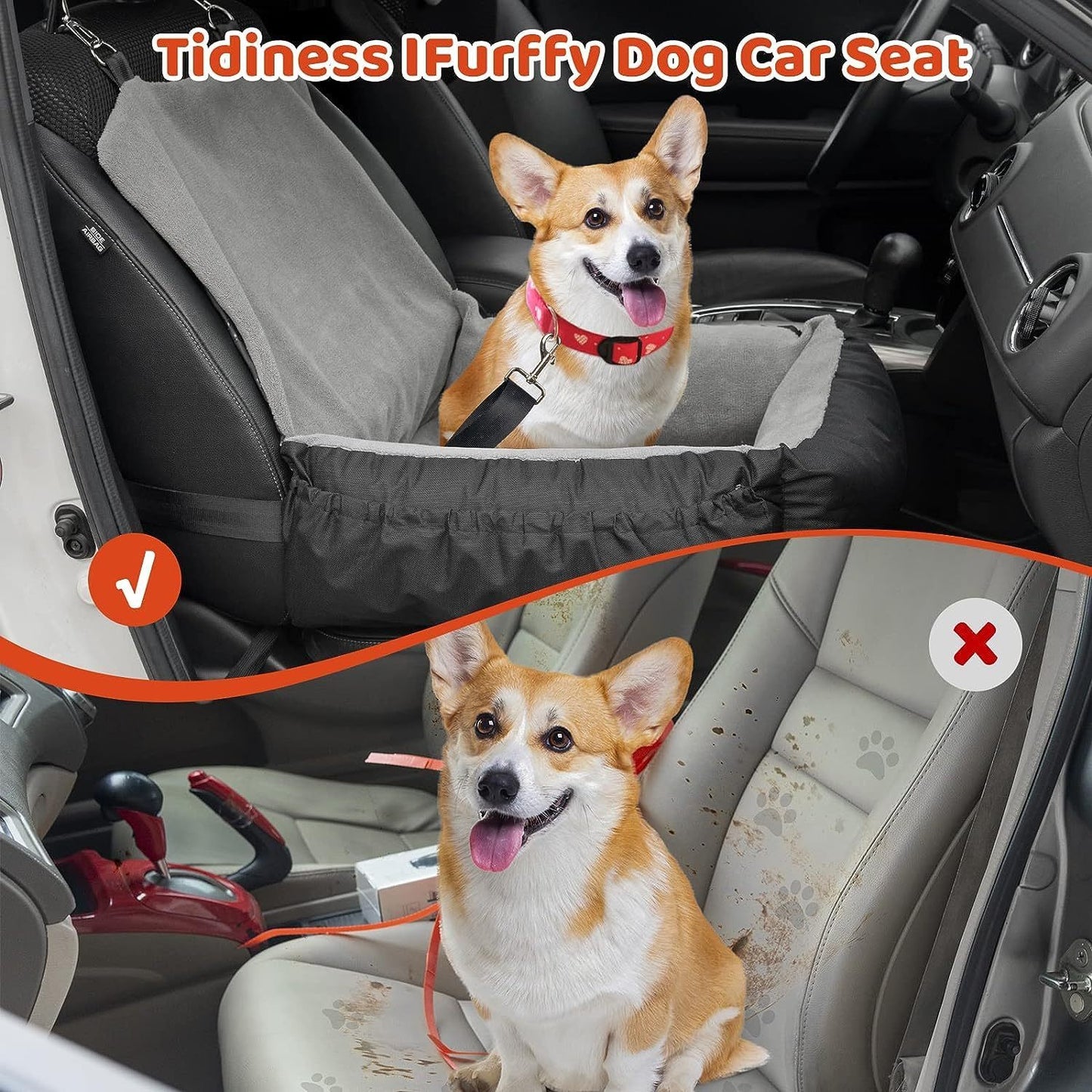 Pet Car Seat With Storage Pockets (For Small or Medium Pets)