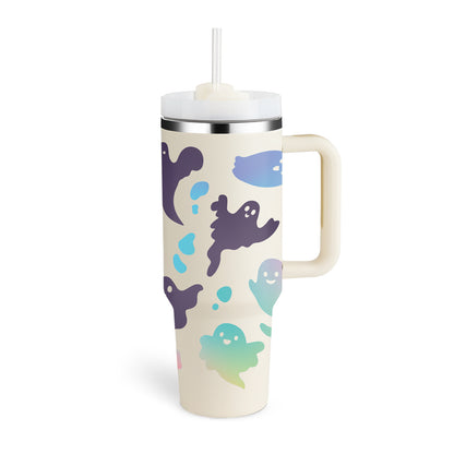 40 Oz Stainless Steel Tumbler With Handle Straw