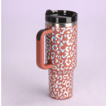 40 Oz Stainless Steel Tumbler With Handle Straw
