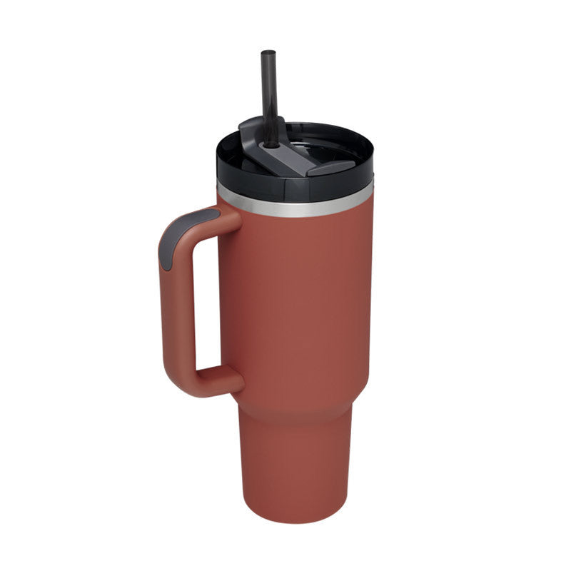 40 Oz Stainless Steel Tumbler With Handle Straw