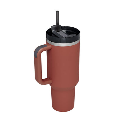 40 Oz Stainless Steel Tumbler With Handle Straw