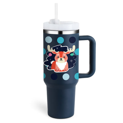 40 Oz Stainless Steel Tumbler With Handle Straw