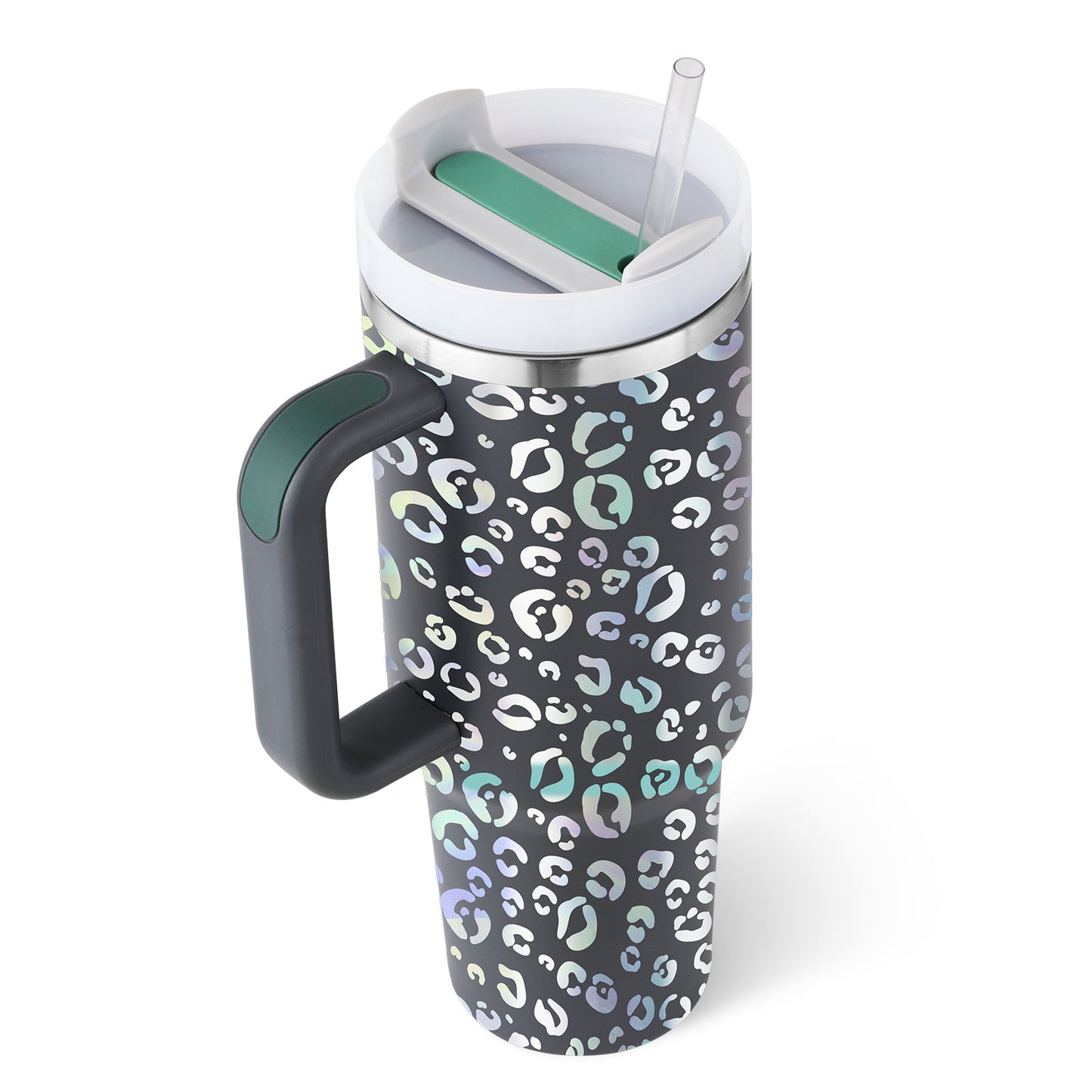 40 Oz Stainless Steel Tumbler With Handle Straw