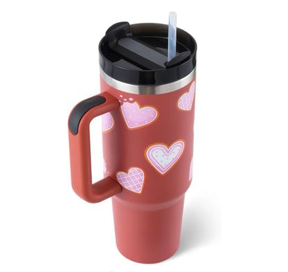 40 Oz Stainless Steel Tumbler With Handle Straw