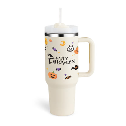 40 Oz Stainless Steel Tumbler With Handle Straw