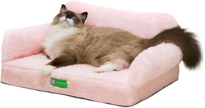 Washable Pet Bed With Removable Cover & Non-Slip Bottom in Pink - Large