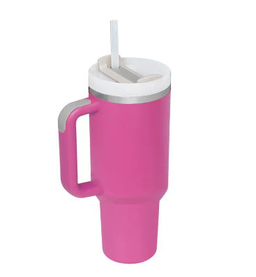 40 Oz Stainless Steel Tumbler With Handle Straw