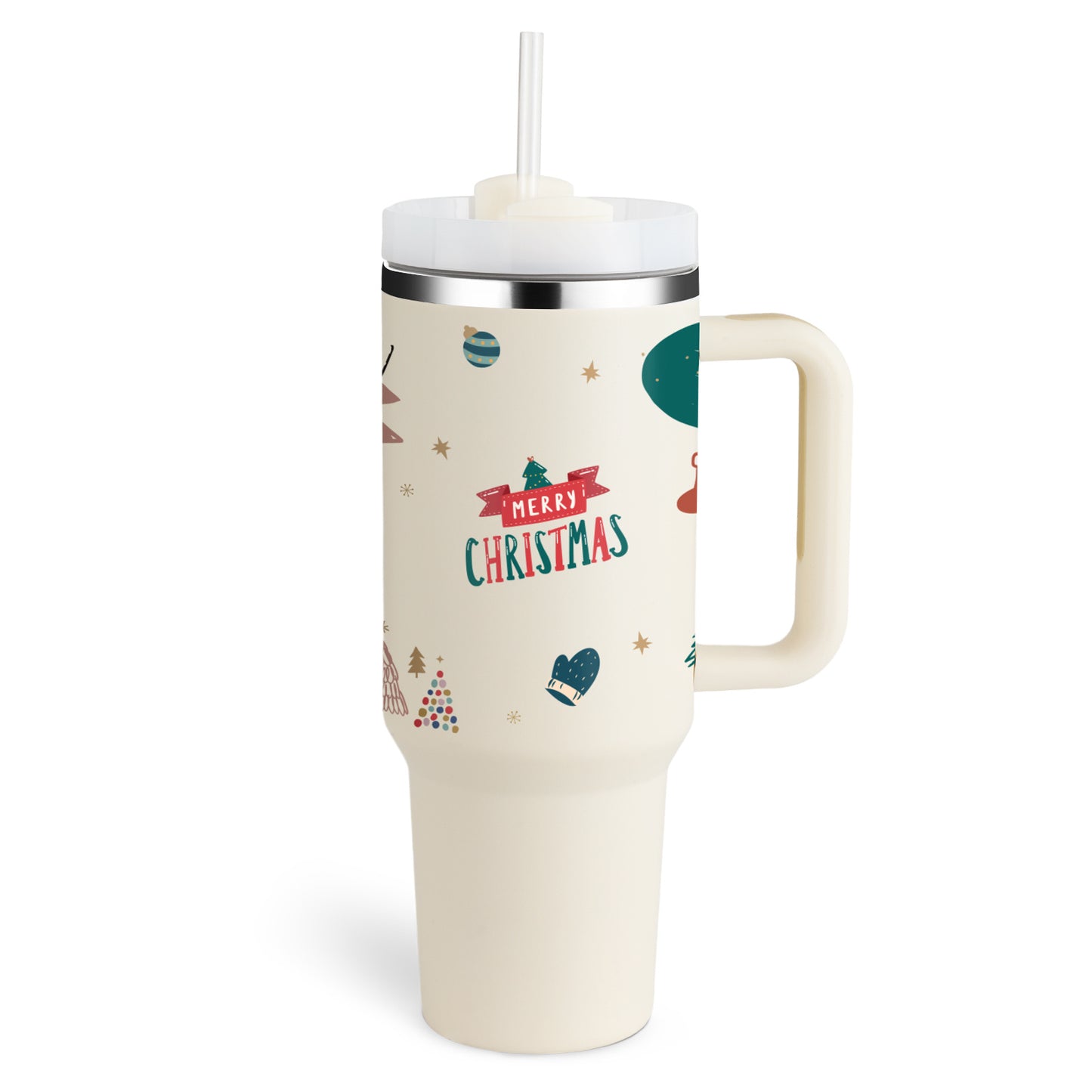 40 Oz Stainless Steel Tumbler With Handle Straw