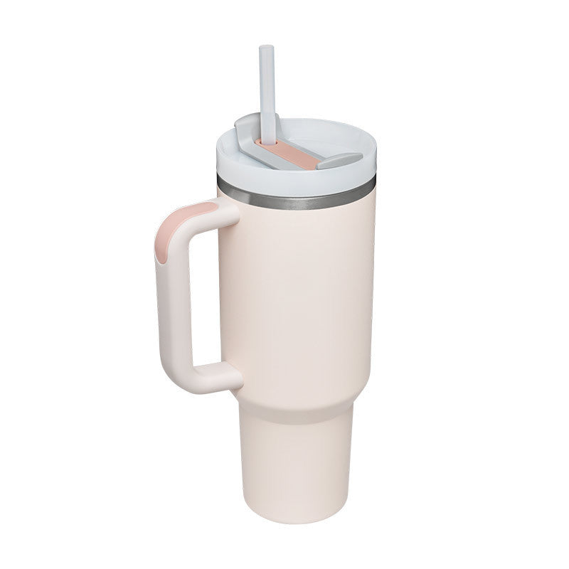 40 Oz Stainless Steel Tumbler With Handle Straw