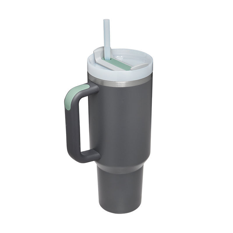 40 Oz Stainless Steel Tumbler With Handle Straw