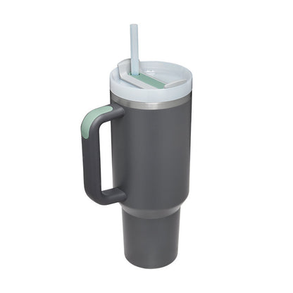 40 Oz Stainless Steel Tumbler With Handle Straw