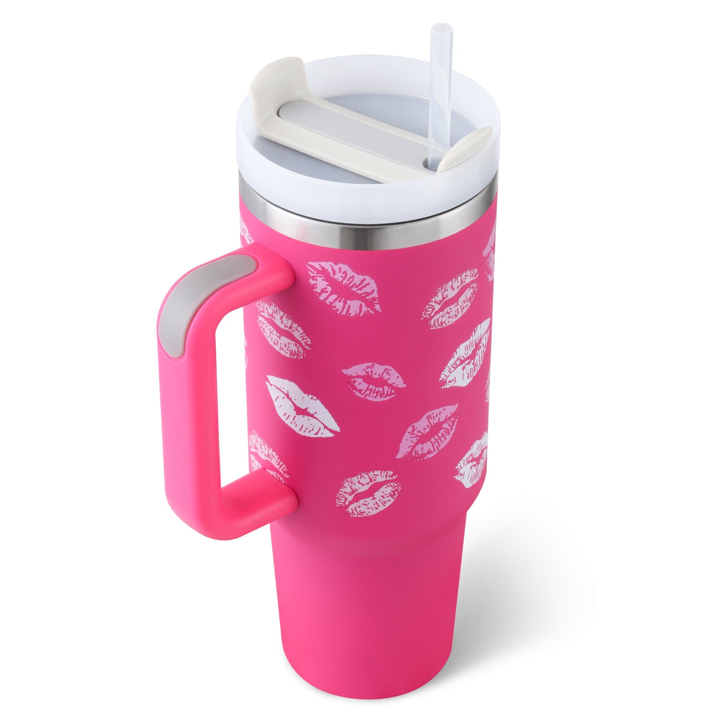 40 Oz Stainless Steel Tumbler With Handle Straw