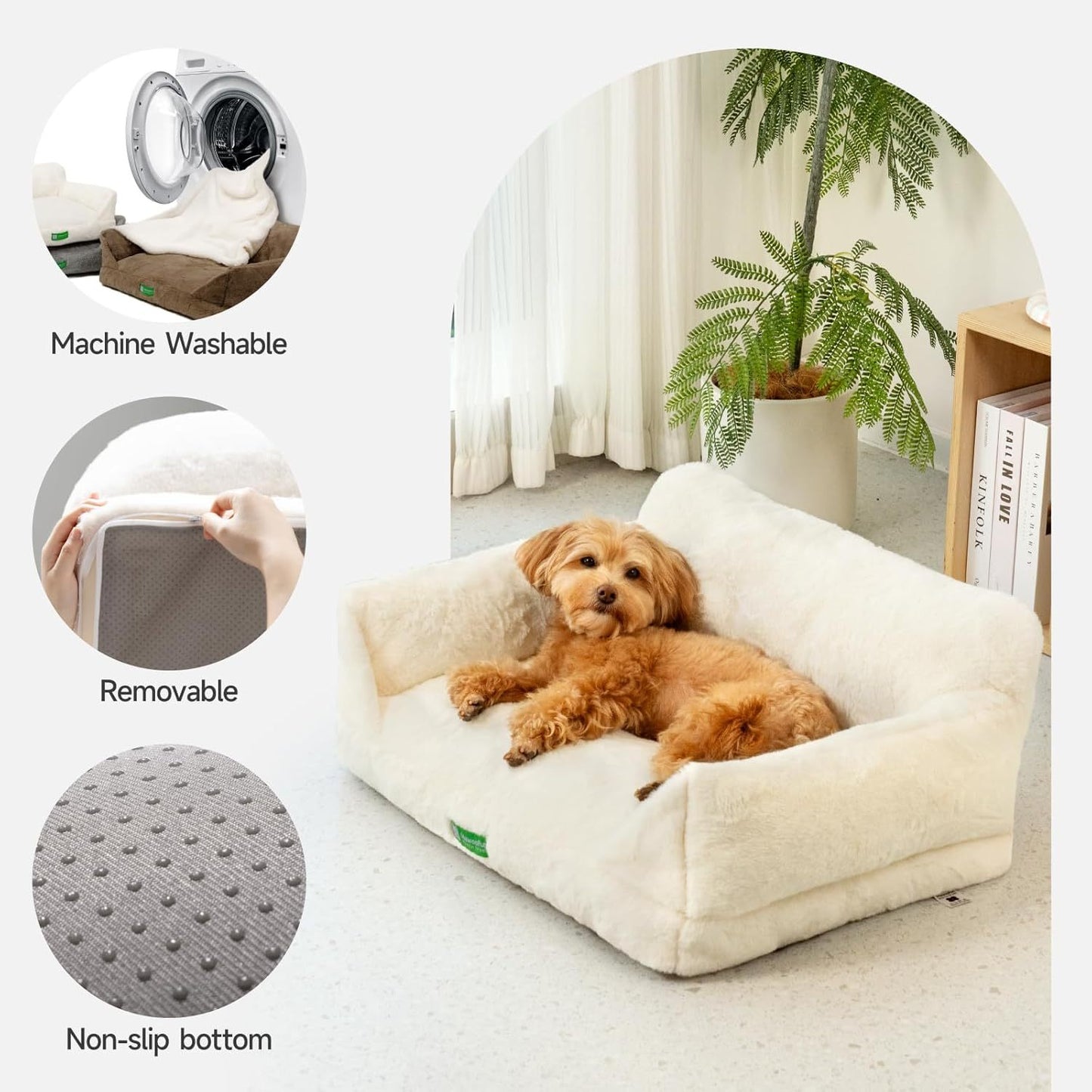 Washable Pet Bed With Removable Cover & Non-Slip Bottom For Indoor Cats & Small Dogs