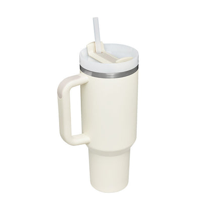 40 Oz Stainless Steel Tumbler With Handle Straw