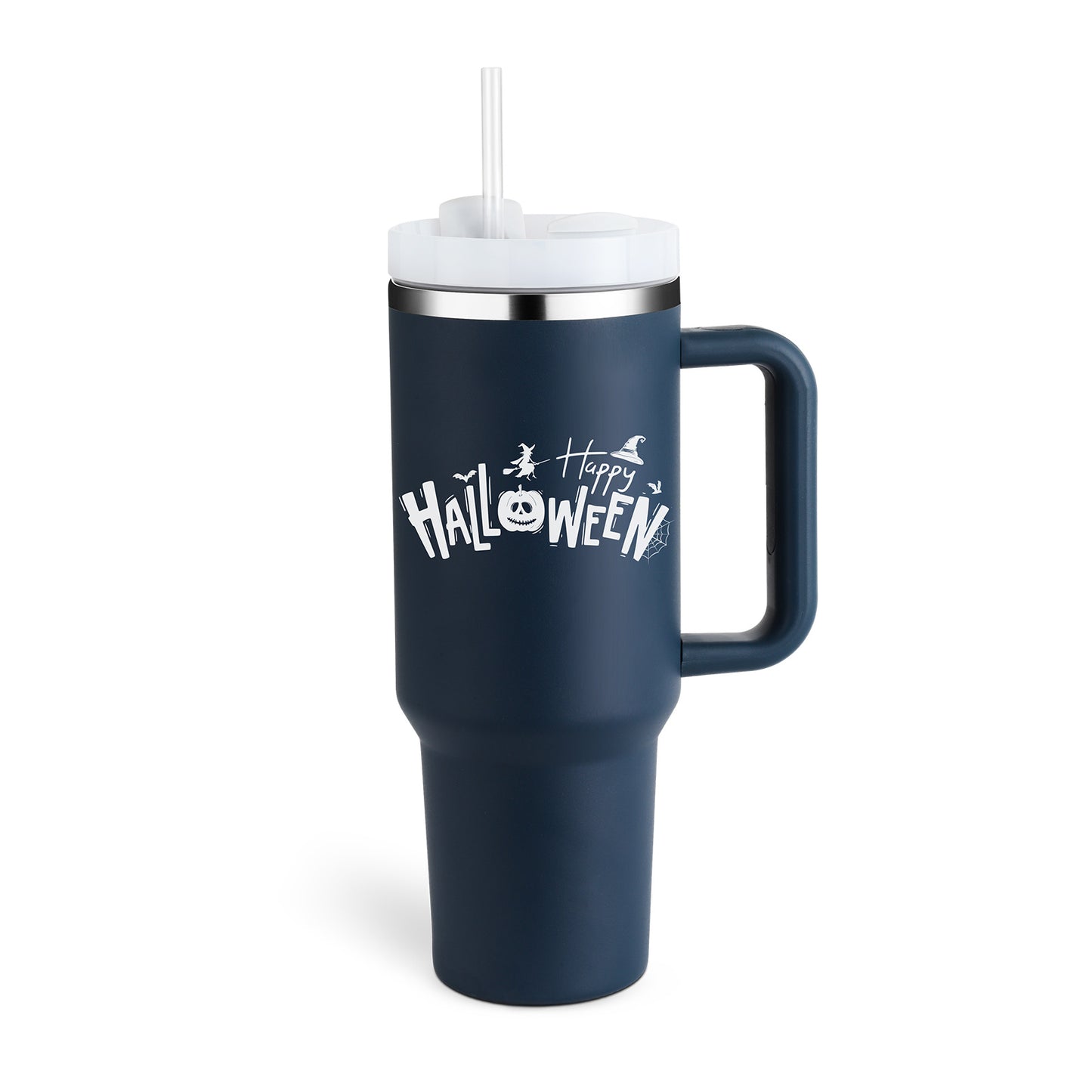 40 Oz Stainless Steel Tumbler With Handle Straw