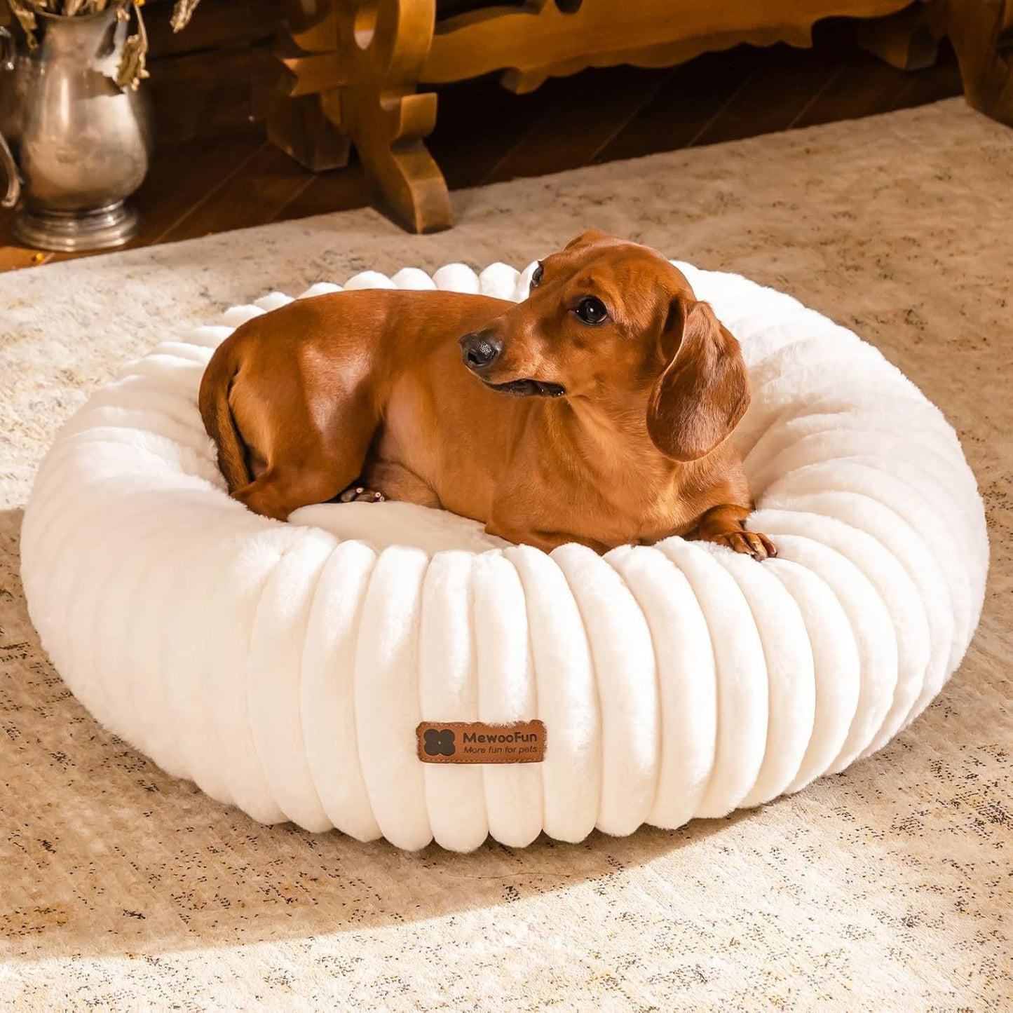 Donut Dog Bed For Small Dogs - Cream