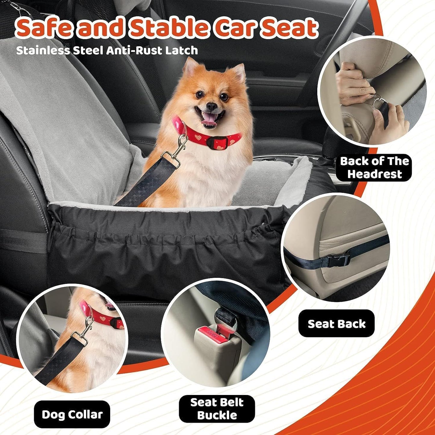 Pet Car Seat With Storage Pockets (For Small or Medium Pets)
