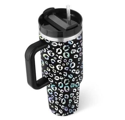 40 Oz Stainless Steel Tumbler With Handle Straw