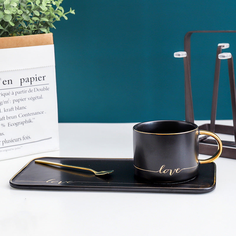 Elegant Mug With Matching Saucer and Spoon Set