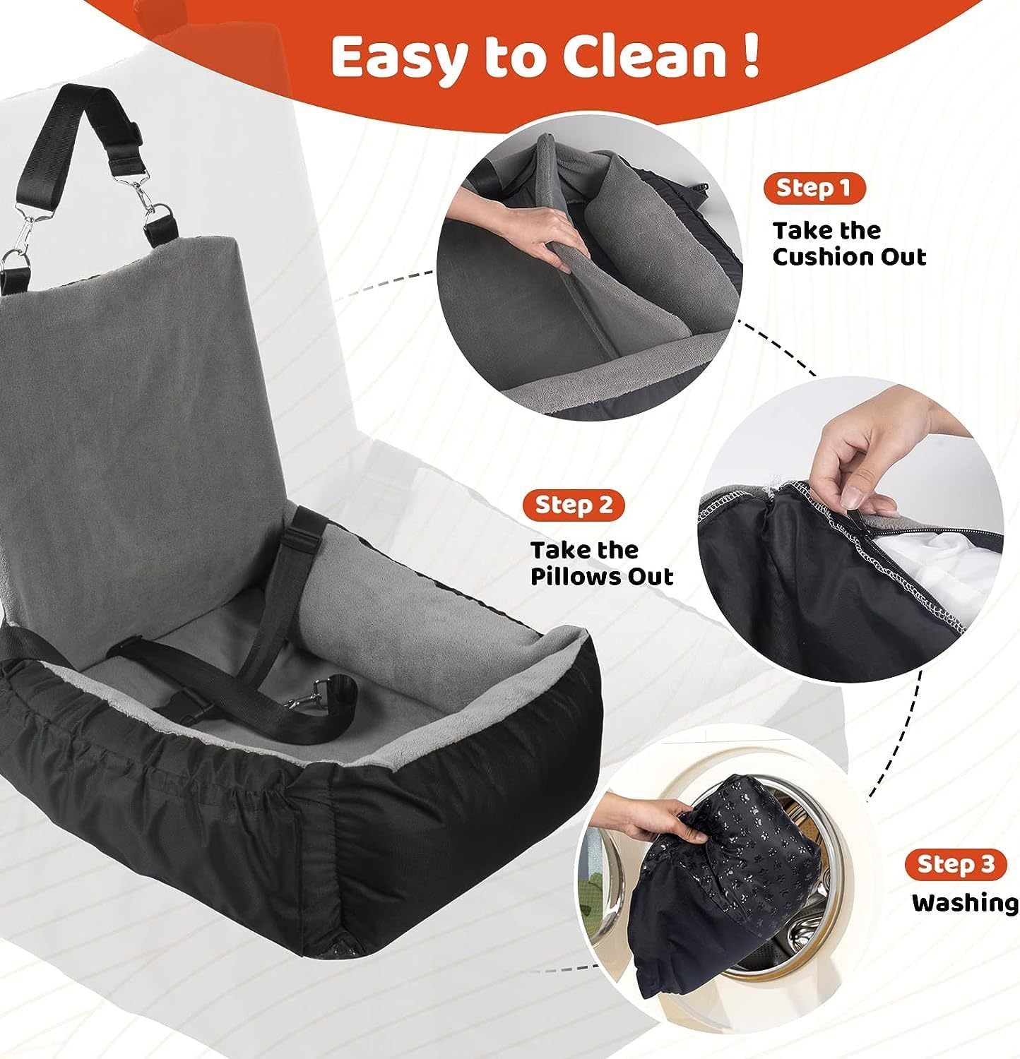 Pet Car Seat With Storage Pockets (For Small or Medium Pets)