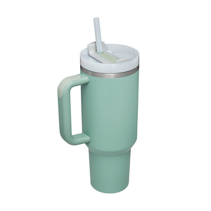 40 Oz Stainless Steel Tumbler With Handle Straw