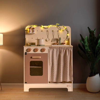 Rustic Wooden Kids Play Kitchen Set