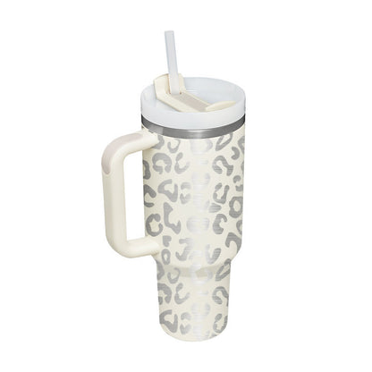 40 Oz Stainless Steel Tumbler With Handle Straw