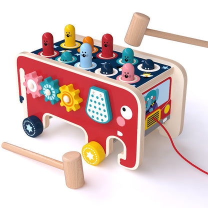 Wooden Elephant Drag and Hit Hamster Toy