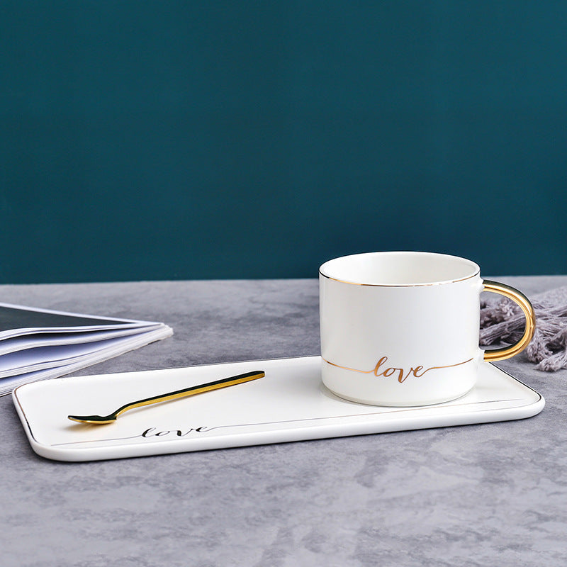 Elegant Mug With Matching Saucer and Spoon Set