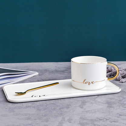 Elegant Mug With Matching Saucer and Spoon Set