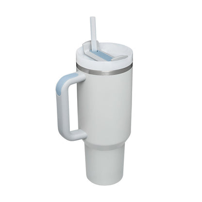 40 Oz Stainless Steel Tumbler With Handle Straw