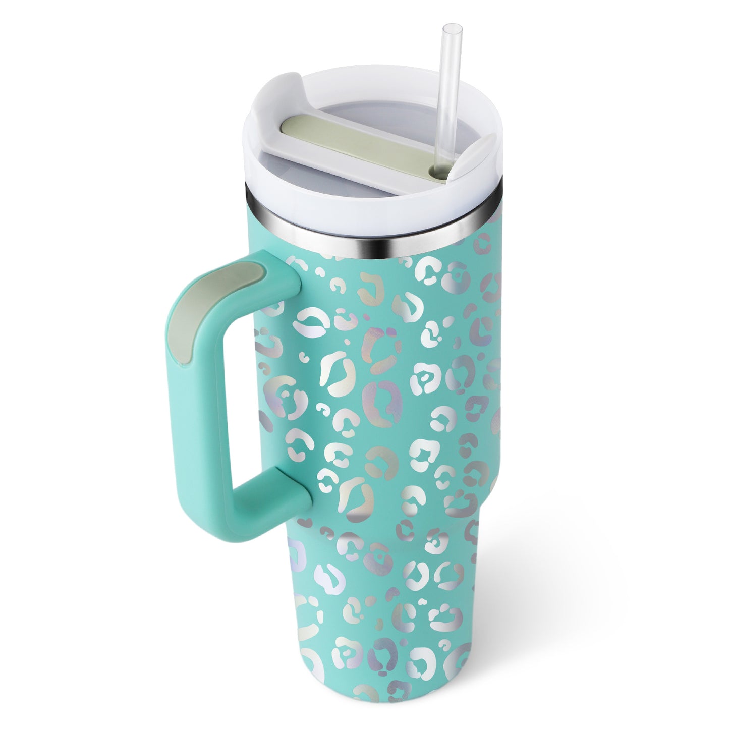 40 Oz Stainless Steel Tumbler With Handle Straw