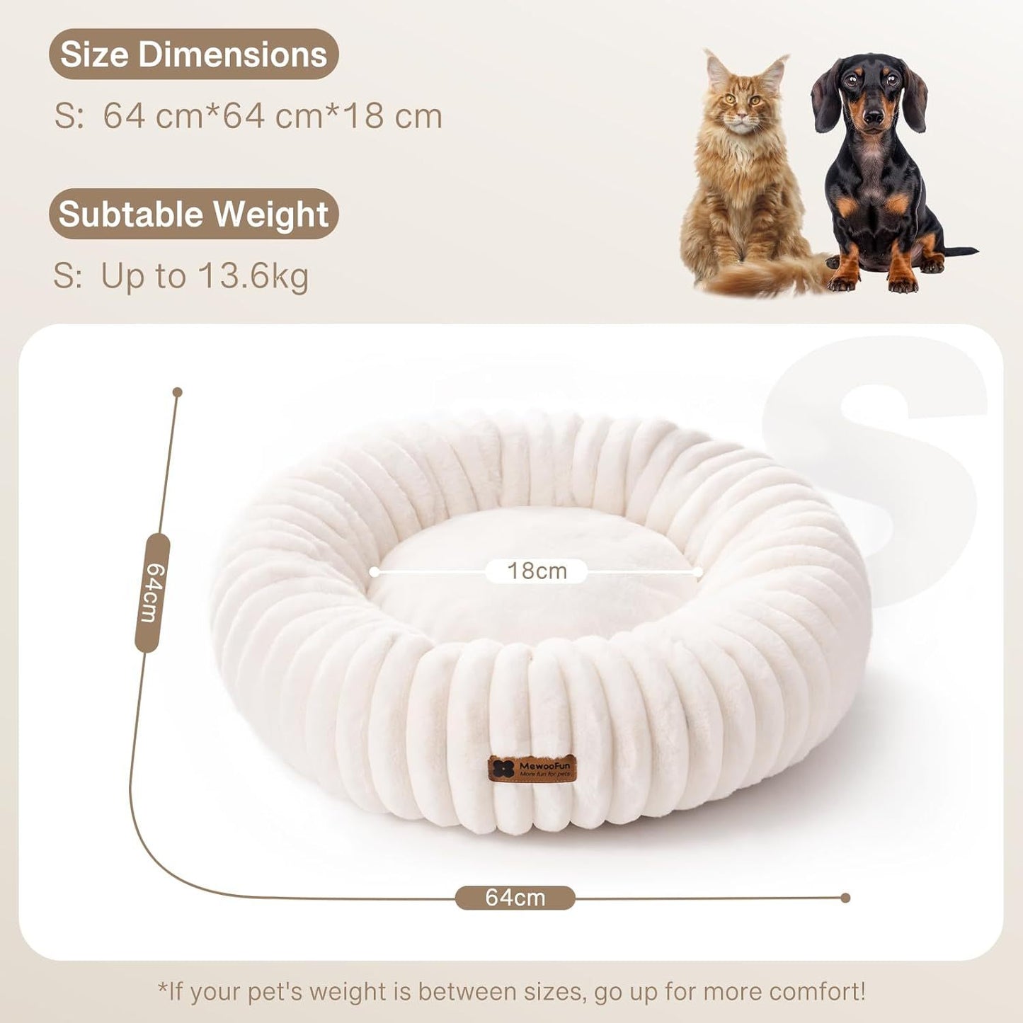 Donut Dog Bed For Small Dogs - Cream