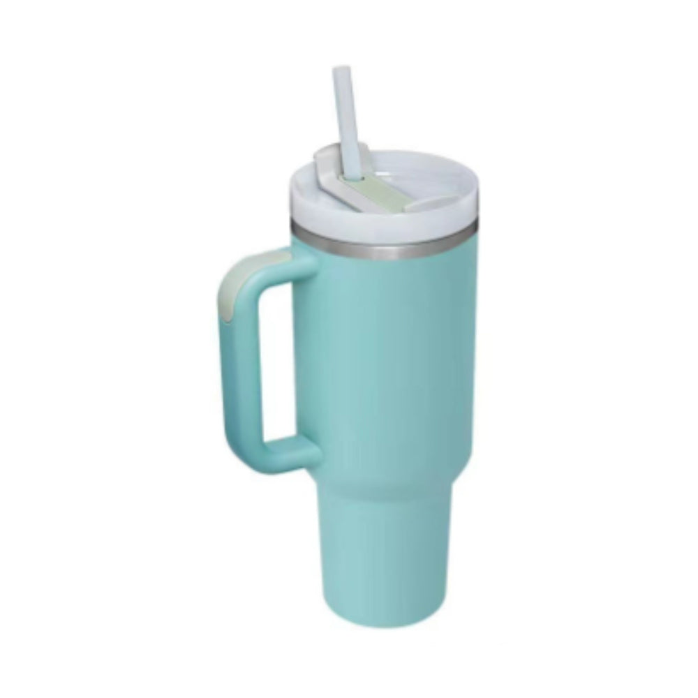 40 Oz Stainless Steel Tumbler With Handle Straw