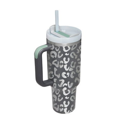 40 Oz Stainless Steel Tumbler With Handle Straw