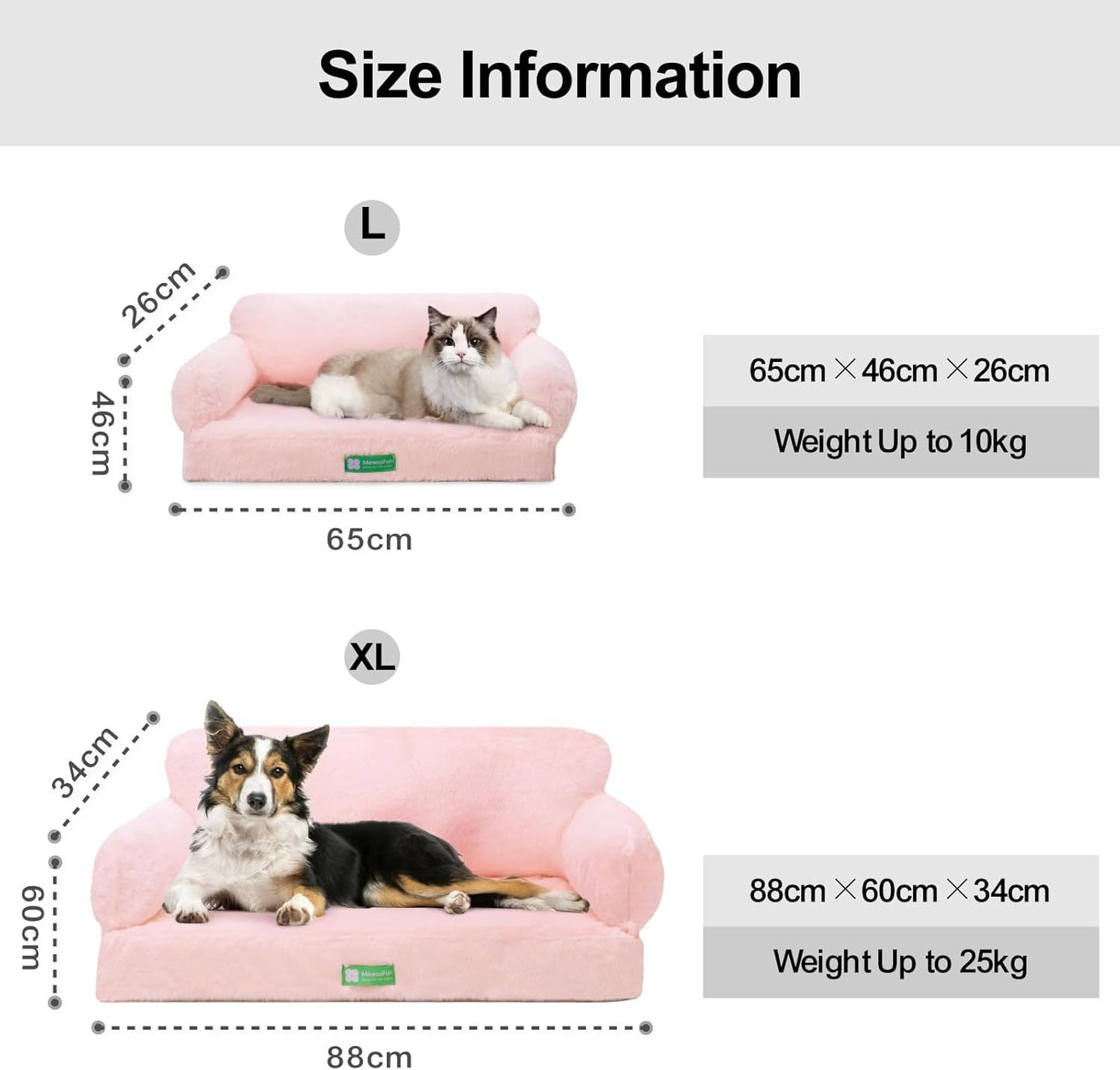 Washable Pet Bed With Removable Cover & Non-Slip Bottom in Pink - Large