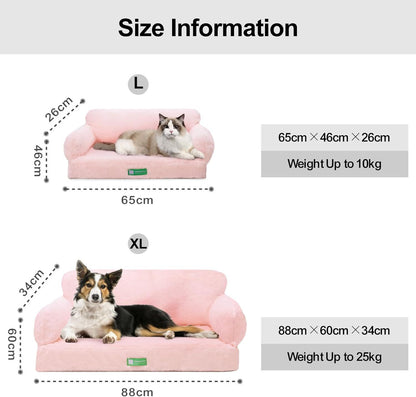 Washable Pet Bed With Removable Cover & Non-Slip Bottom in Pink - Large