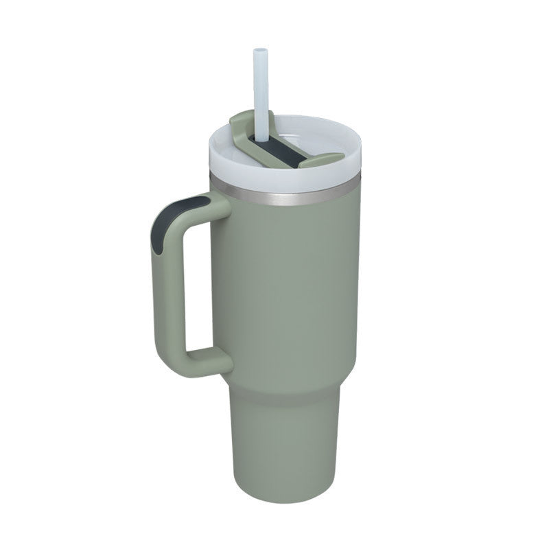 40 Oz Stainless Steel Tumbler With Handle Straw