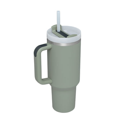 40 Oz Stainless Steel Tumbler With Handle Straw