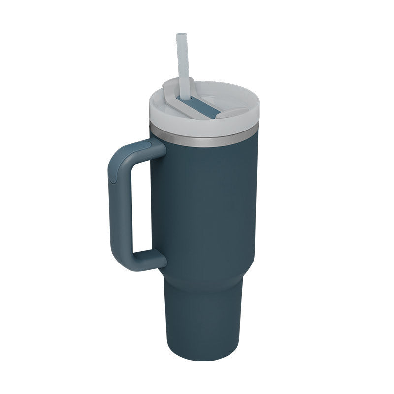 40 Oz Stainless Steel Tumbler With Handle Straw