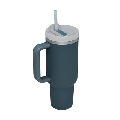 40 Oz Stainless Steel Tumbler With Handle Straw
