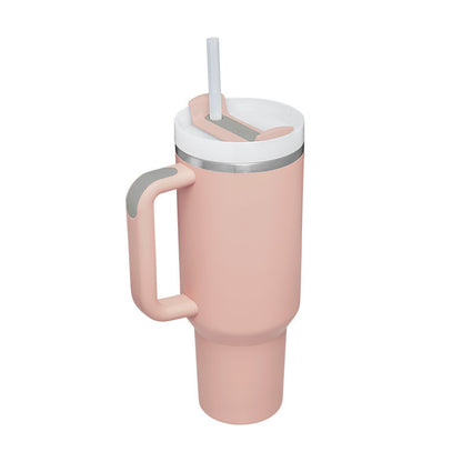 40 Oz Stainless Steel Tumbler With Handle Straw